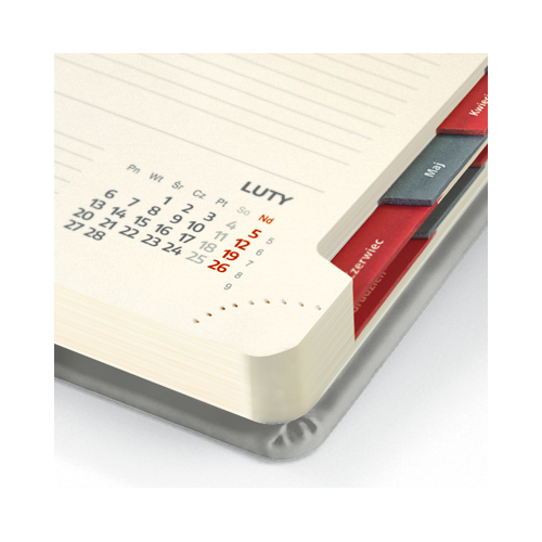 Kalendarz książkowy A5 grawerowany szary z gumką