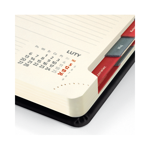 Kalendarz książkowy A5 grawerowany czarny z gumką