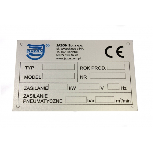 Aluminiowa tabliczka znamionowa w technologii HardAlu
